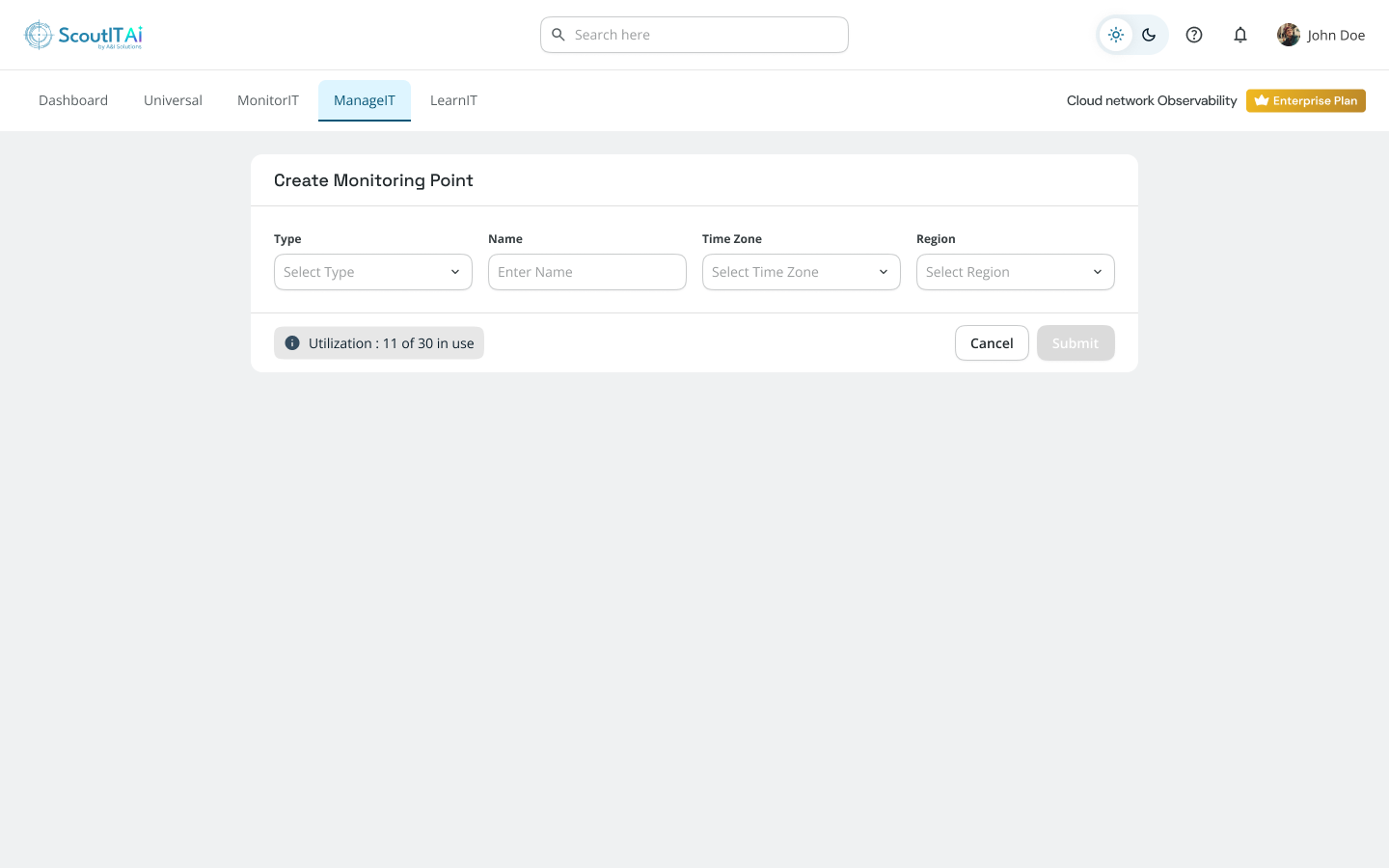 Cloud Network Observability Dashboard - ScoutITAi